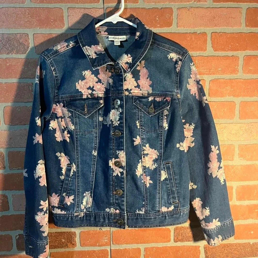 Vintage floral denim jacket - Picture 1 of 8